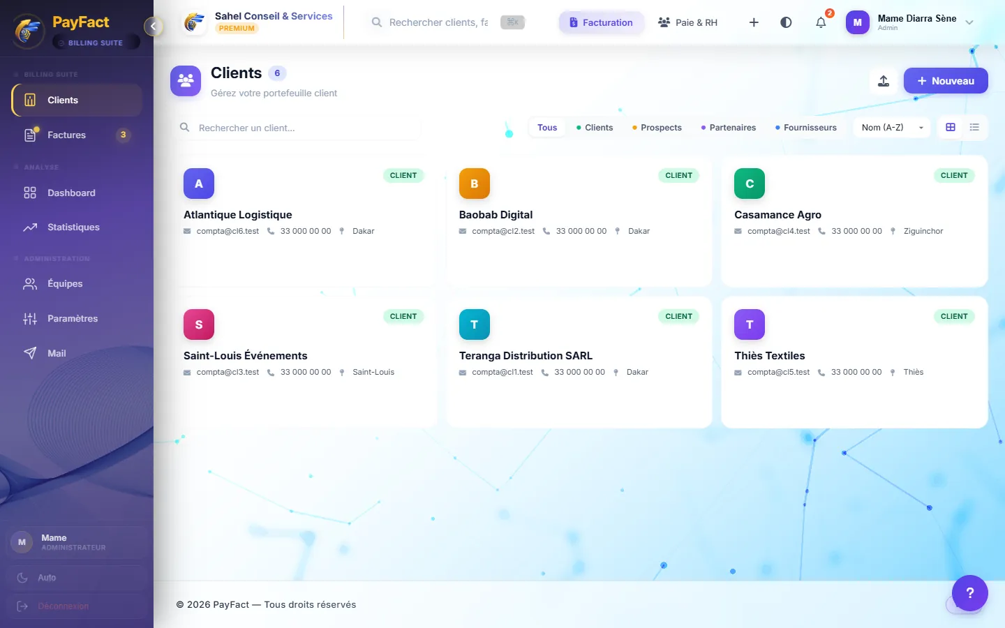 Fichier clients de PayFact